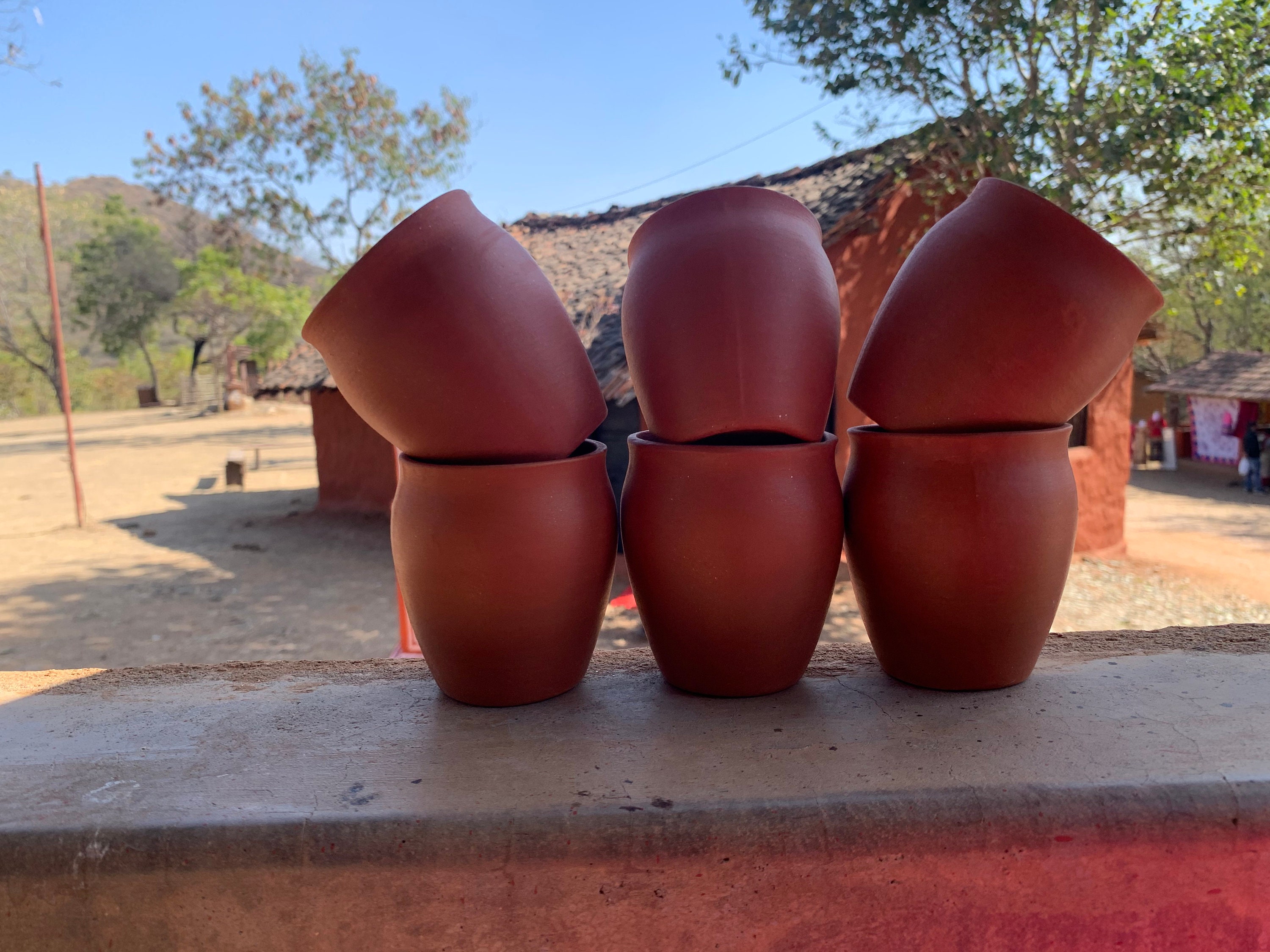 India Clay Tea Cup Set of 6 Brown Plain Handmade Indian Etsy