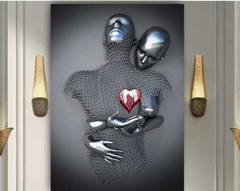 Love Pebbled Heart  SINGLE CANVAS WALL ART Picture Print VA