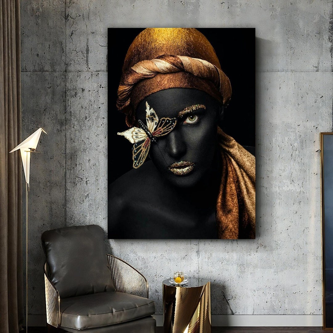 Black and Gold African Art BLM HD Framed Canvas Wall Art Etsy