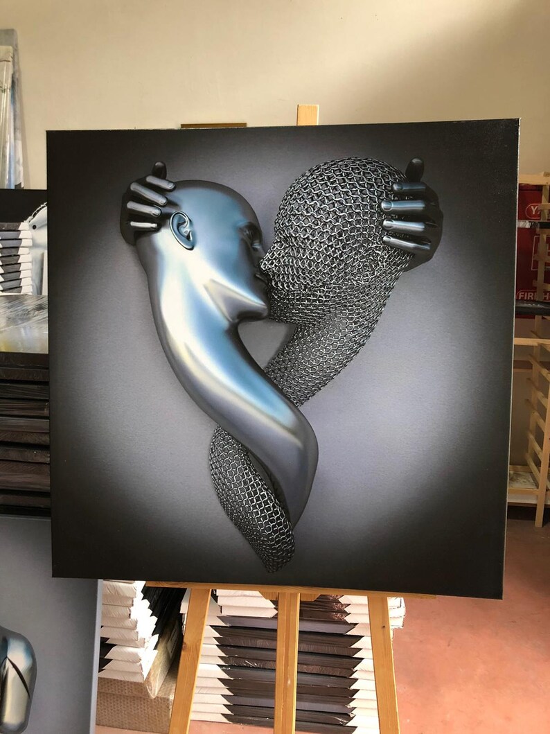 LOVE CANVAS WALL Art Love Heart Grey Art Print Ready to Hang Etsy UK