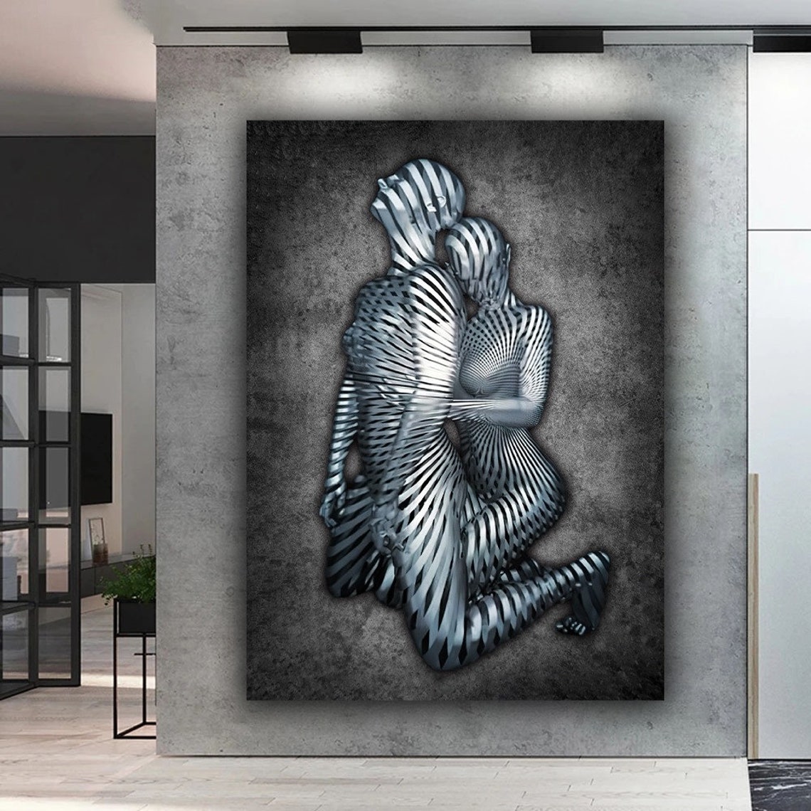 LOVE CANVAS WALL Art Love Heart Grey Art Print Ready to Hang | Etsy