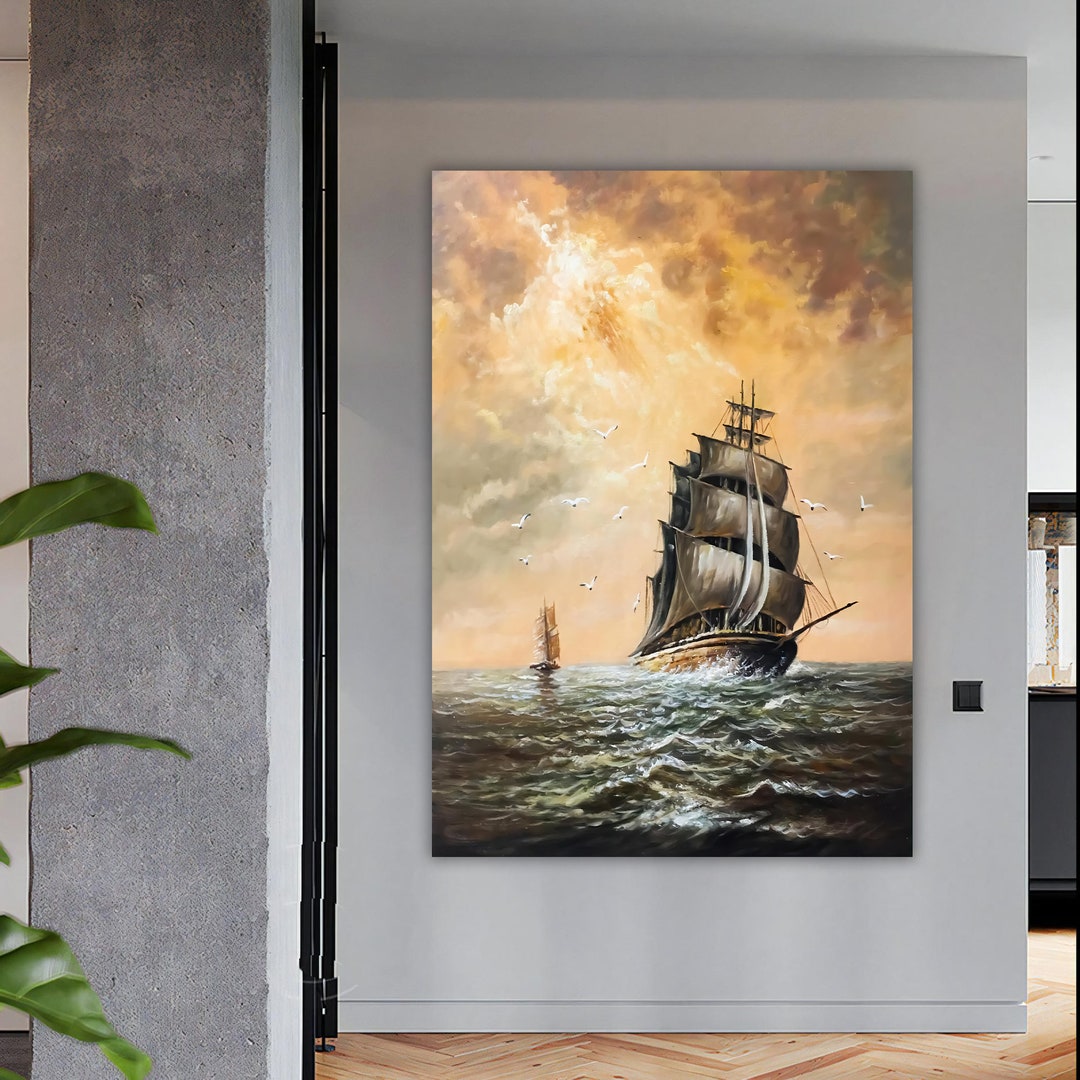 Ship Canvas Painting Pirate Ship Painting Sailing Painting Etsy