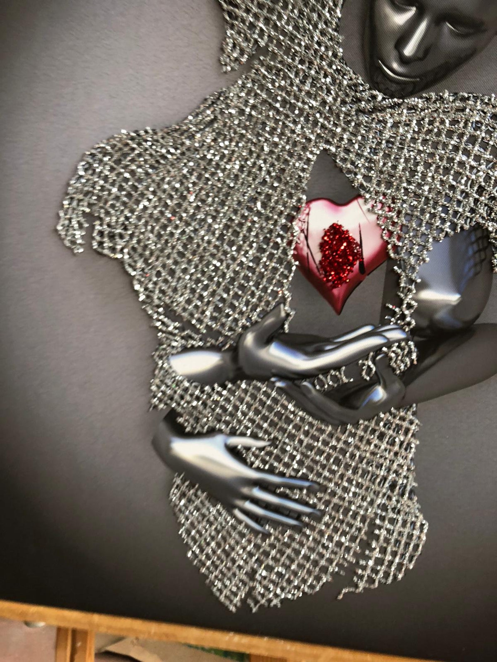 Handmade Glittery Silvery Red Love Heart Canvas Wall Art 3D Etsy UK