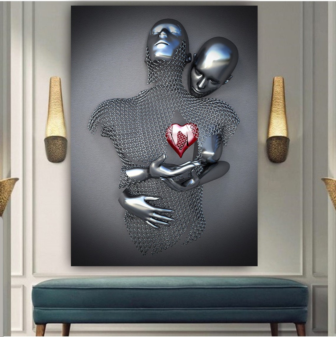 Liebe Herz Leinwand Kunstdruck Leinwand Wandkunst Etsy.de
