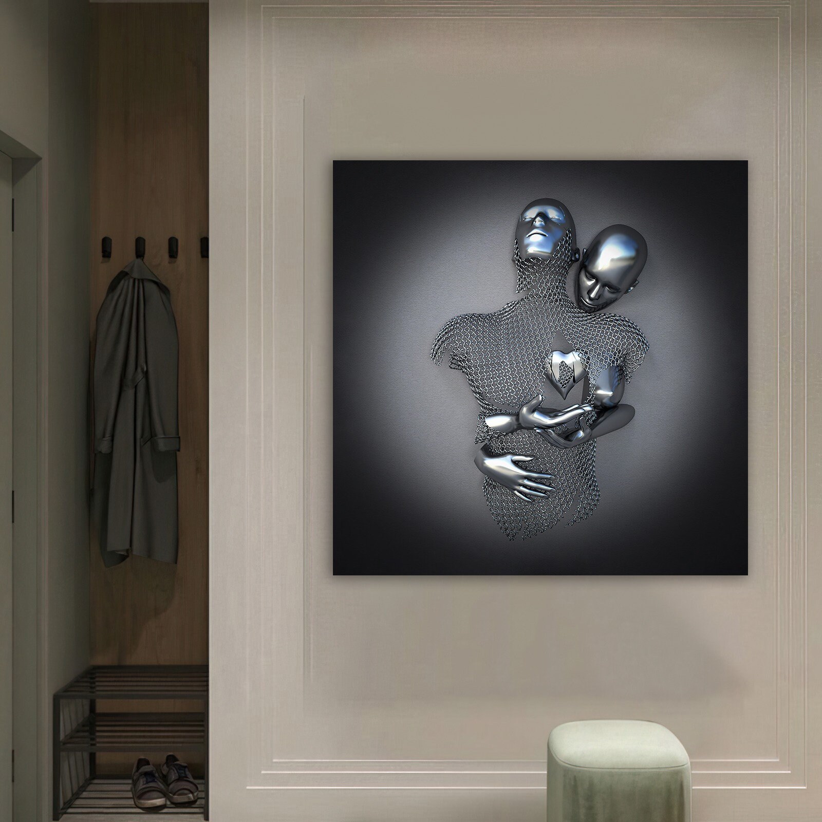 LOVE CANVAS WALL Art Love Heart Grey Art Print Ready to Hang Etsy UK