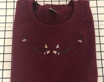 Floral Bunny (Embroidered) Sweatshirt- Maroon