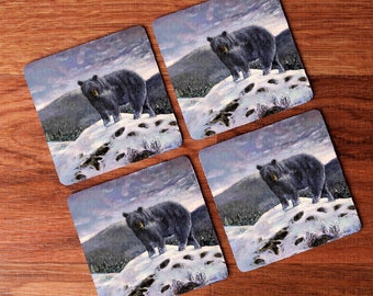 Bear Coasters / Bear Drink Coaster / Wildlife Coasters / Fun Gift for Men and Women / Cabin Fever / Primitive Home Decor / Coffee Mug Rug