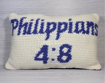 Philippians 4:8 Crochet Pillow Pattern/Tapestry Crochet/Crochet Pillow Cover