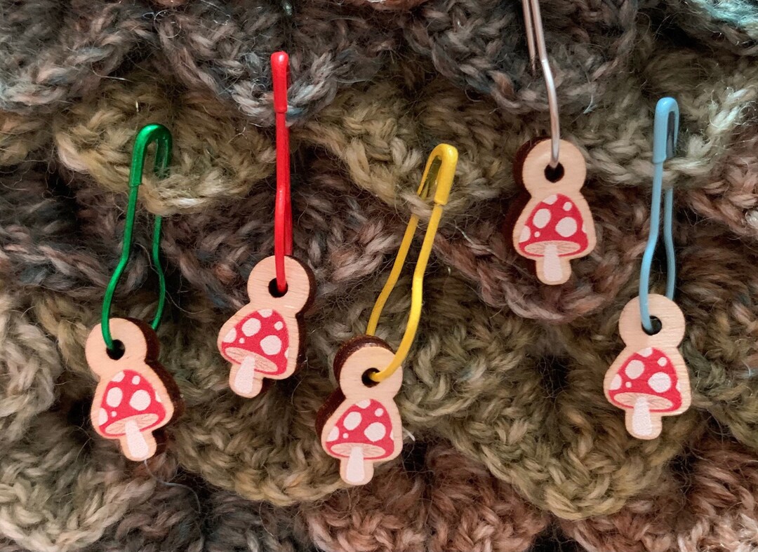 Toadstool Mushroom Stitch Markers Set of 5 Cute Cottagecore Etsy
