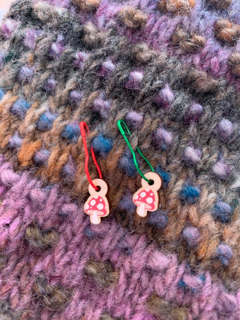 Toadstool Mushroom Stitch Markers Set of 5 Cute Cottagecore Etsy