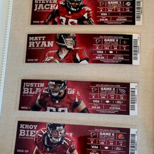 Atlanta Falcons Football Authentic Ticket Bookmark, Sports Memorabilia, Souvenir, Collectible, Football Fans, Sports Fans, Falcons Football