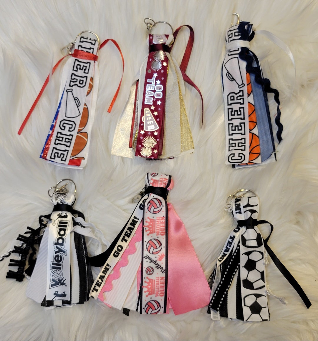 Cheer Keychains, Bag Clips, Zipper Pulls, Keychains, Cheer Moms, Ribbon