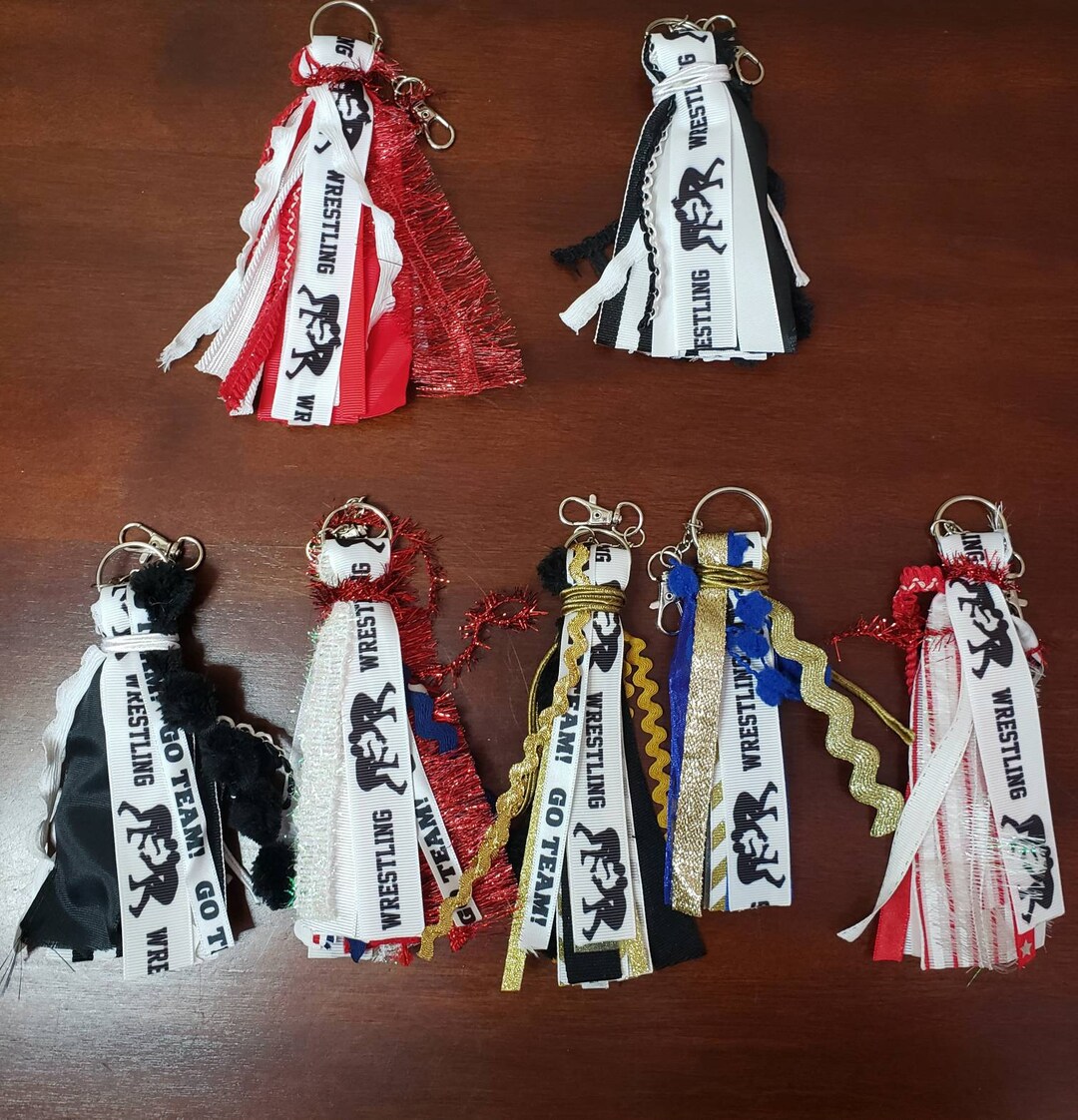 Wrestling Boy and Girl Keychains Ribbon Keychains Sports Etsy