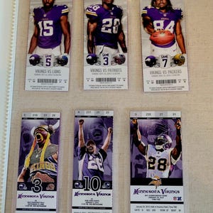 Minnesota Vikings Authentic Ticket Bookmark, Sports Memorabilia, Souvenir, Collectible, Football Fans, Book Club, Sports Fan, Gifts for him