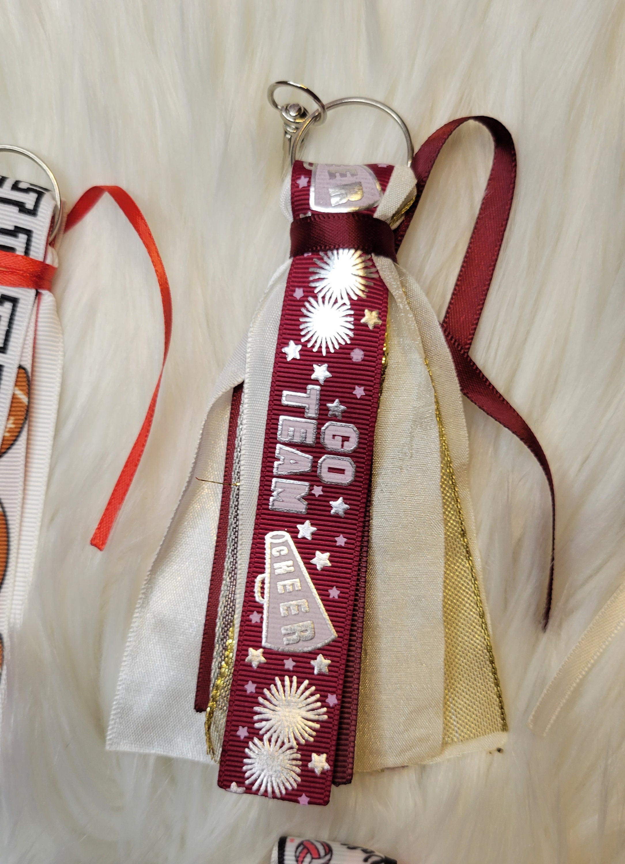Cheer Keychains, Bag Clips, Zipper Pulls, Keychains, Cheer Moms, Ribbon