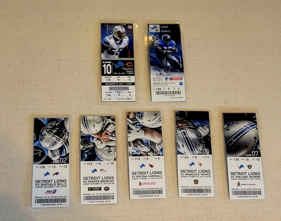 Detroit Lions Football Authentic Ticket Bookmark, Sports Memorabilia ...