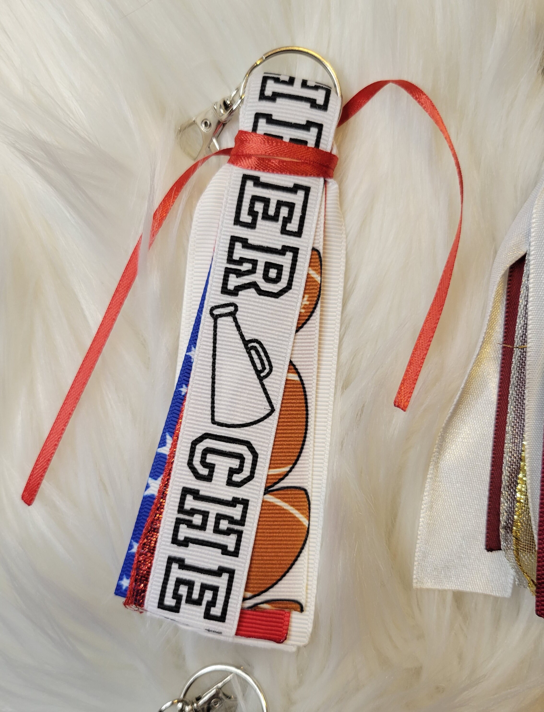 Cheer Keychains, Bag Clips, Zipper Pulls, Keychains, Cheer Moms, Ribbon