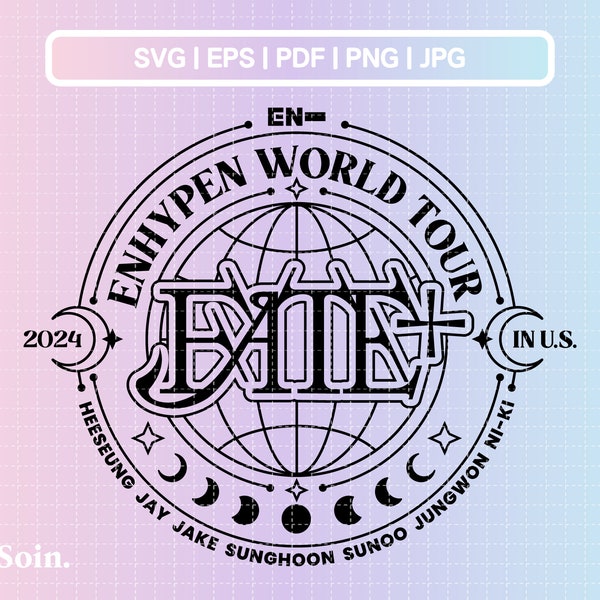 Enhypen Fate Plus U.S. Tour Svg Eps Pdf Jpg Png | Enhypen Decal Printable | Vector files for Cricut and Silhouette | Kpop Star Svg