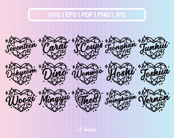 Seventeen Kpop Svg Eps Pdf Jpg Png | Seventeen Lightstick Stickers | Vector files for Cricut and Silhouette