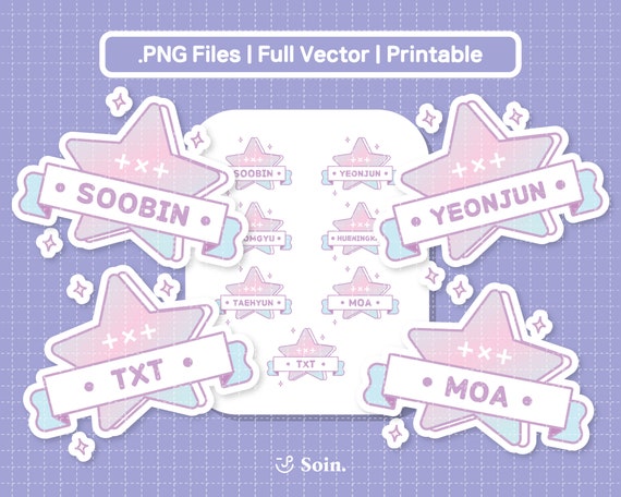 txt png stickers printable txt clipart vector files kpop etsy