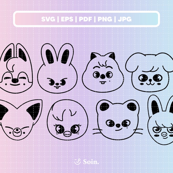 Stray Kids Svg, Png, Pdf, Jpg, Eps | Stray Kids Member Lightstick Stickers | Vector files for Cricut and Silhouette | Kpop Star Svg