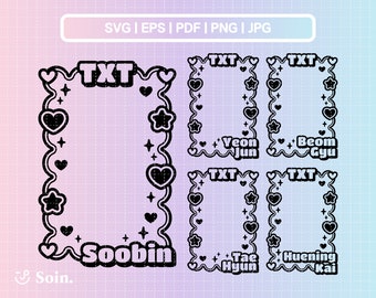 TXT Photocard Borders Svg, Png, Pdf, Jpg, Eps | TXT Photocard Decal Printable | Vector files for Cricut and Silhouette | Kpop Star Svg