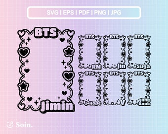 BTS Photocard Borders Svg Eps Pdf Jpg Png | BTS Photocard Decal Stickers Printable | Vector files for Cricut and Silhouette | Kpop PC Deco