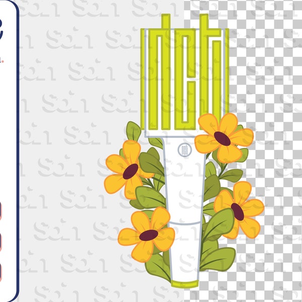 NCT Lightstick Floral Pdf Jpg Png | NCT Printable Decal Stickers |  Kpop Lightstick Stickers