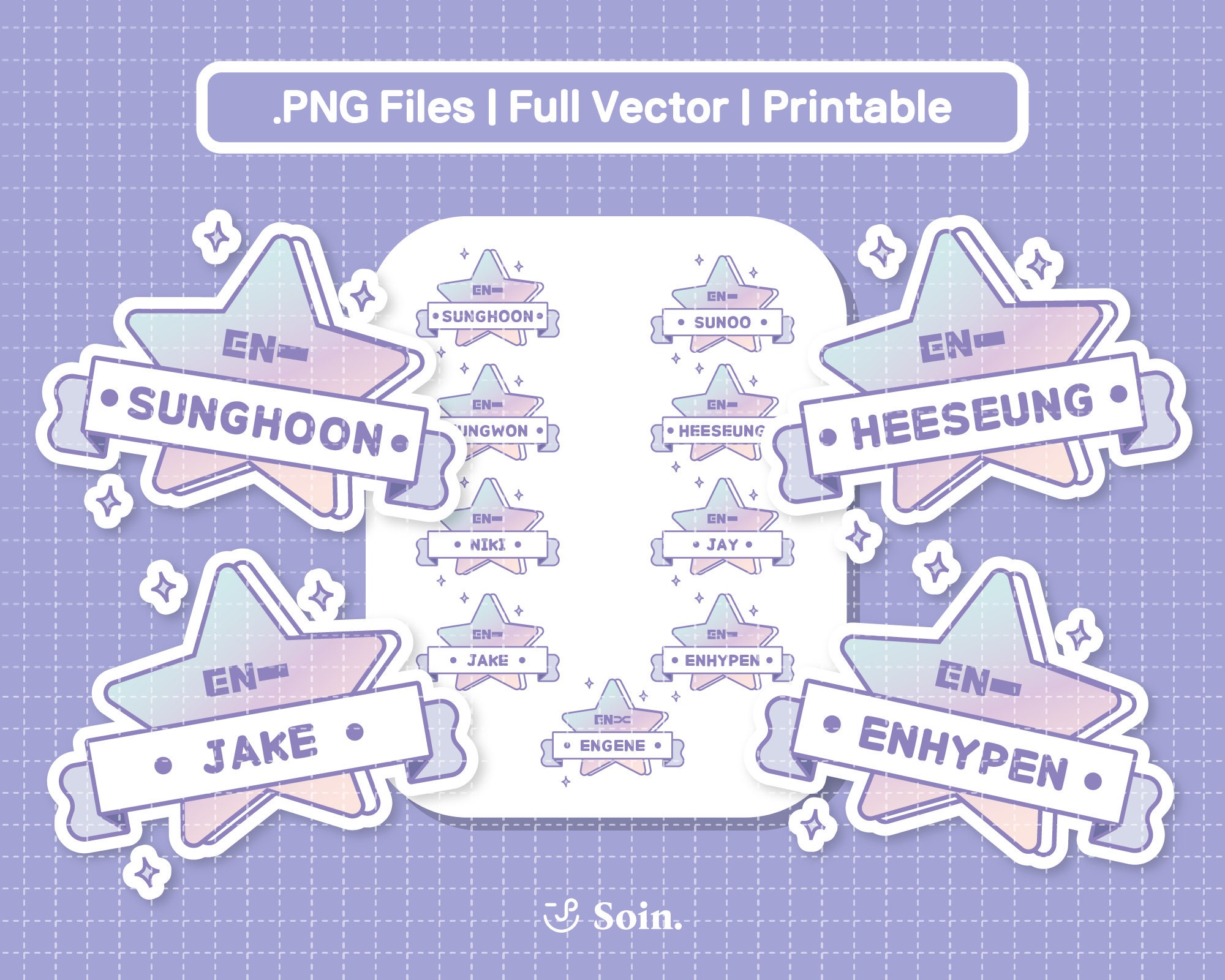 enhypen png jpg pdf enhypen cute stickers printable etsy canada