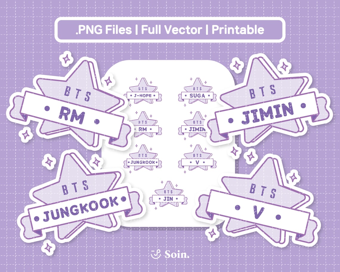 BTS Clipart Png Printable BTS Member Png Clipart Vector - Etsy