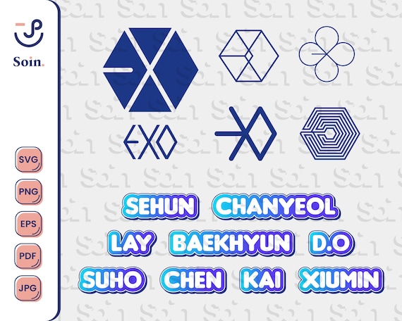 exo logo svg eps pdf jpg png exo cute stickers member etsy