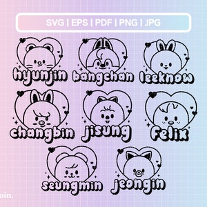 Stray Kids Svg, Png, Pdf, Jpg, Eps | Stray Kids Member Lightstick Stickers | Vector files for Cricut and Silhouette | Kpop Star Svg