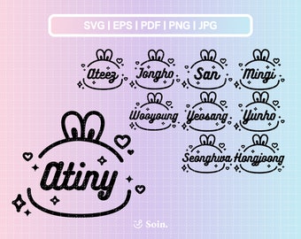 Ateez Svg, Png, Pdf, Jpg, Eps | Ateez Member Lightstick Stickers | Vector files for Cricut and Silhouette | Kpop Star Svg