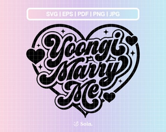 Yoongi Marry Me Svg Eps Pdf Jpg Png | BTS Mitglied Aufkleber | Vektordateien für Cricut und Silhouette | Kpop Stern Svg