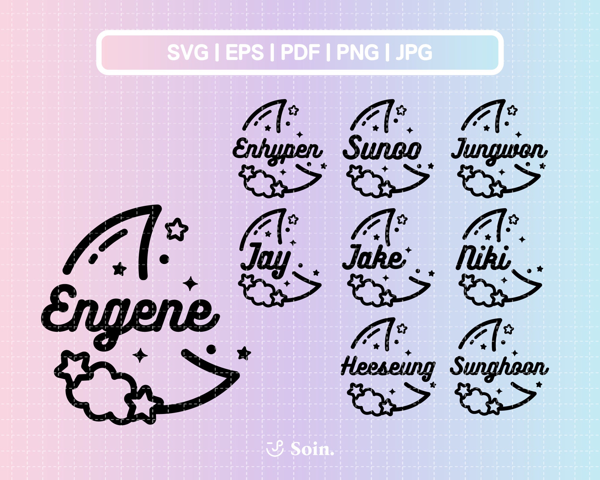 enhypen engene svg eps pdf jpg png enhypen member lightstick etsy singapore