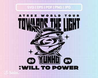 Ateez Yunho Towards The Light Tour Svg, Png, Pdf, Jpg, Eps | Ateez Printable Decal | Vector files for Cricut and Silhouette