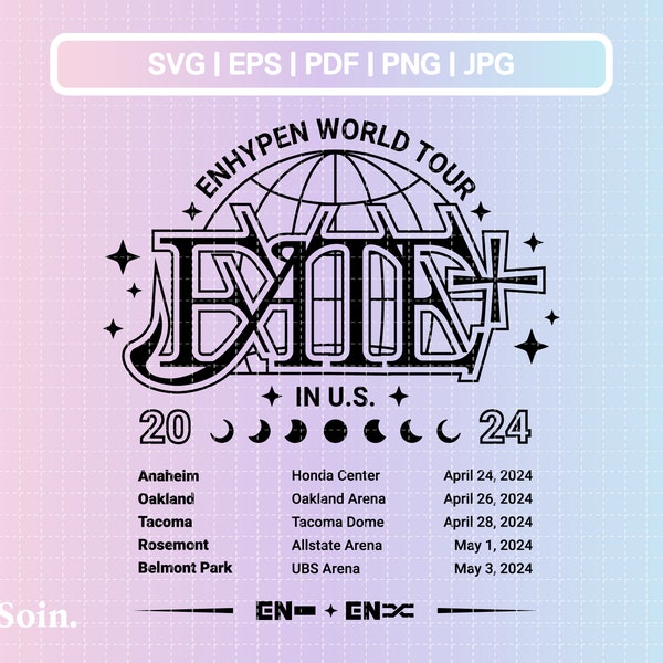 Enhypen Fate Plus U.S. Tour Svg Eps Pdf Jpg Png | Enhypen Decal Printable | Vector files for Cricut and Silhouette | Kpop Star Svg