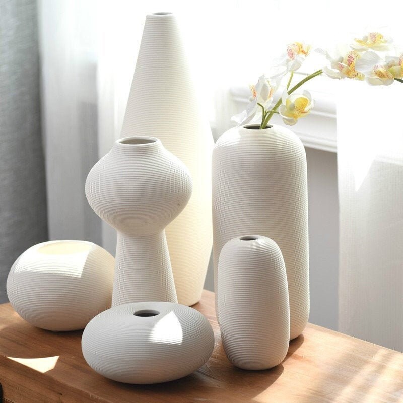 Nordic White Ceramic Flower Vase / Porcelain Vases / Pampas Etsy UK