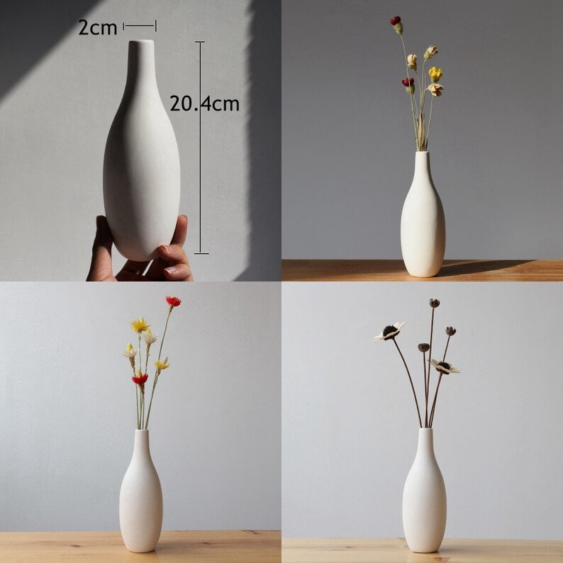 Nordic White Ceramic Flower Vase / Porcelain Vases / Pampas Etsy UK