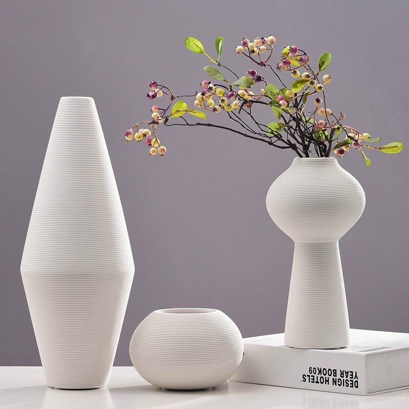 Nordic White Ceramic Flower Vase / Porcelain Vases / Pampas Etsy UK