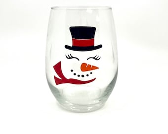 Snowman Christmas Wine Glass | Festive Holiday Decor