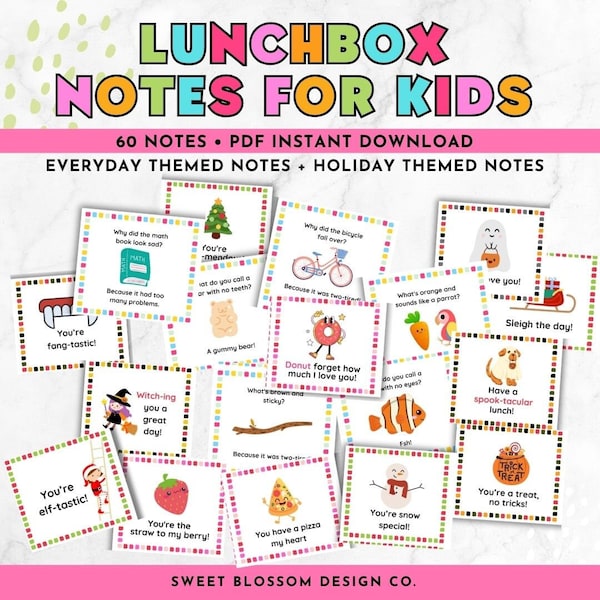 Lunch Box Notes Bundle, Lunch Box Cards, Joke Lunch Box Notes, Encouragement Cards, Lunch Notes for Kids, Lunchbox Note From Mom