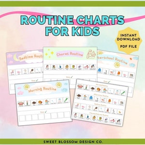 Routine Charts for Kids Pictures, Chore Charts for Kids, Kid Morning Routine, Kid Night Time Routine, ADHD Routine Chart for Kids