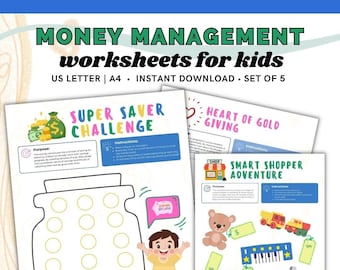 Money Worksheets for Kids, Kids Money Management Worksheets, Kids Money Activity, Money Management Activities for Kids