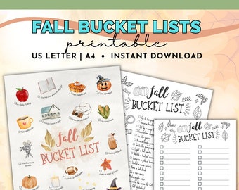 Fall Bucket List Printable, Fall Bucket List Template, Fall Check List, Fall Checklist, Autumn Bucket List