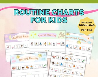Tablas de rutinas para imágenes de niños, Tablas de tareas para niños, Rutina matutina para niños, Rutina nocturna para niños, Tabla de rutinas para TDAH para niños