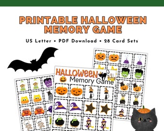 Halloween Memory-Spiel, druckbares Halloween-Matching-Spiel, druckbares Kinder-Memory-Spiel, druckbares Spiel für Kinder, druckbare Memory-Spielkarten