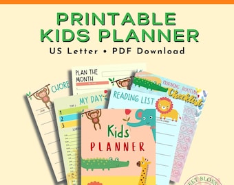 Kids Printable Planner | Homeschool Planner | Kids Weekly Planner Homework Tracker | Kids Daily Planner | Kids Chore Chart| Kids Planner