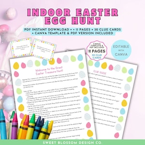 Indoor Easter Egg Hunt, Easter Scavenger Hunt, Easter Activity, Easter Games for Kids, Easter Printables, Easter Egg Hunt Kit Printable