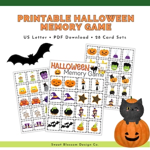 Halloween Memory-Spiel, druckbares Halloween-Matching-Spiel, druckbares Kinder-Memory-Spiel, druckbares Spiel für Kinder, druckbare Memory-Spielkarten